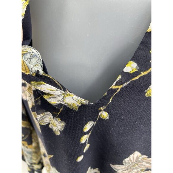 H&M Women's Blue Floral Shift Dress Split Neck  Boho Flaws See Photos Size 10 - Picture 5 of 15